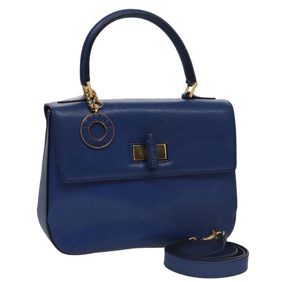 CELINE Hand Bag Leather Blue Gold - Picture 1 of 13